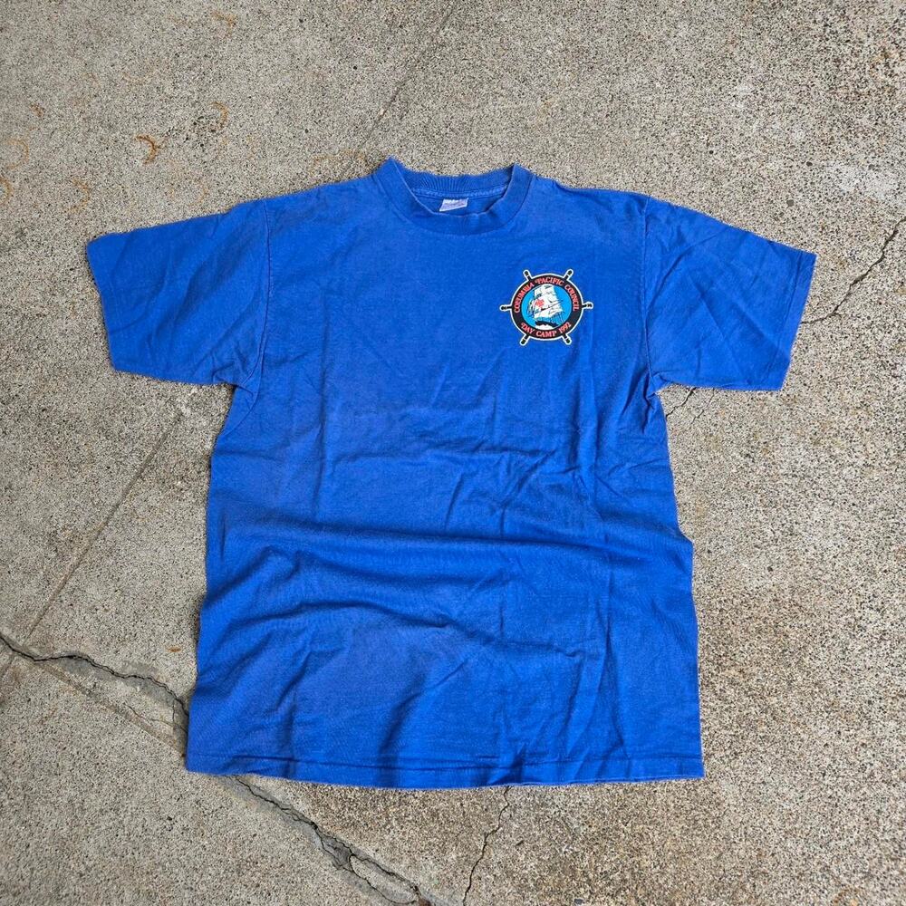 Vtg 90s COLUMBIA PACIFIC COUNCIL Day Camp 1992 Ship Boy Scouts T Shirt Med USA